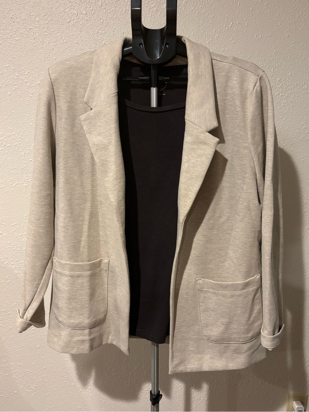 Maurices Light Beige Knit Blazer with Patch Pockets